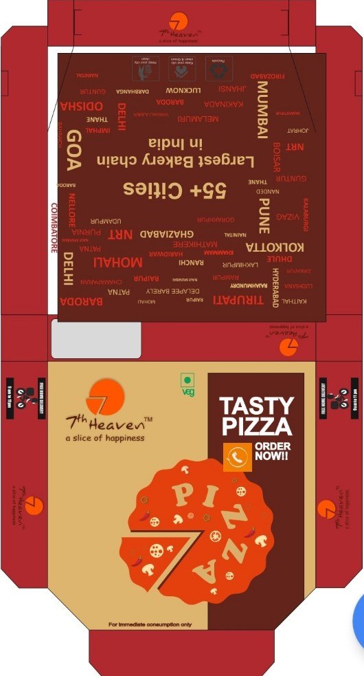 Die-Cut Single Wall 3 Ply Pizza box 9, Size: 23.5 X 23.5 X 3.8cm
