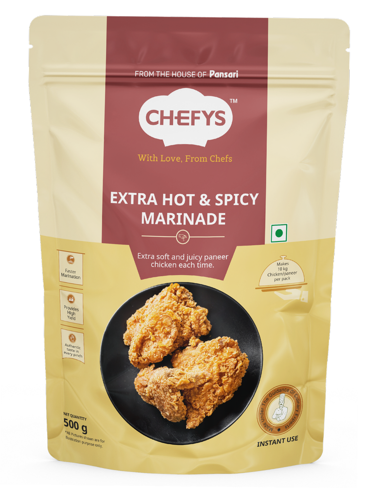 500g Pansari Chefys Extra Hot & Spicy Marinade, For Food Processing, Packaging Type: Packet