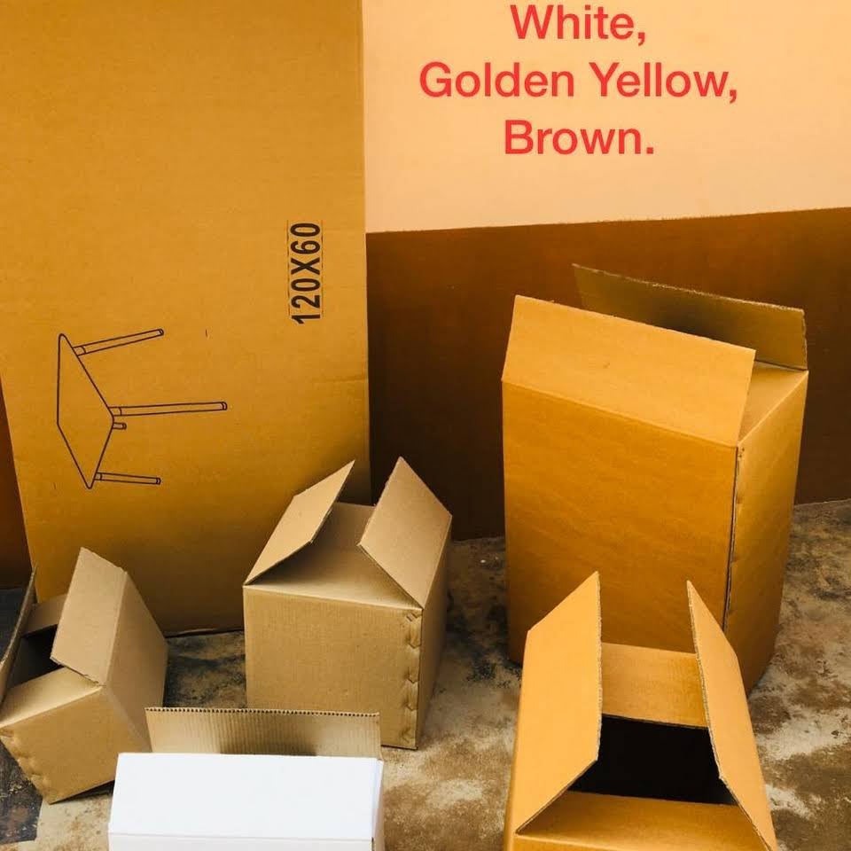 Brown Rectangular Golden Yellow Carton Box