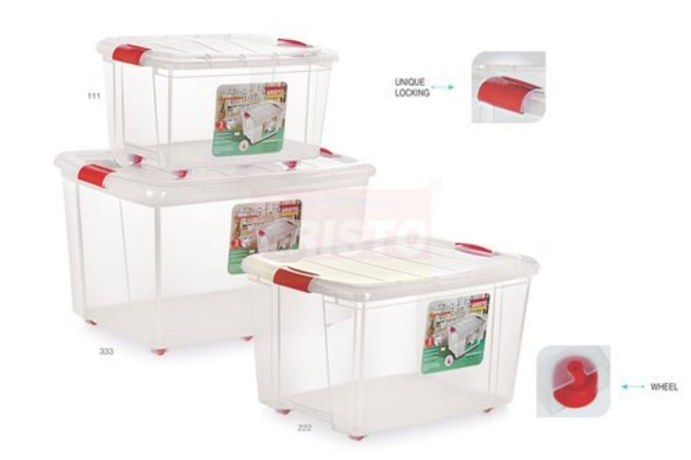 Transparent Plastic Aristo Designer-222 50ltr Conatiner/Toy Box With Wheel, For Storage