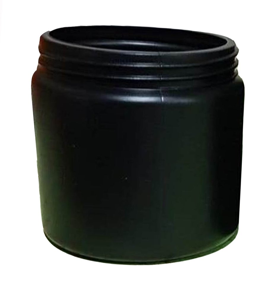 Round HDPE Empty 350 ML Black Plastic protein Jar