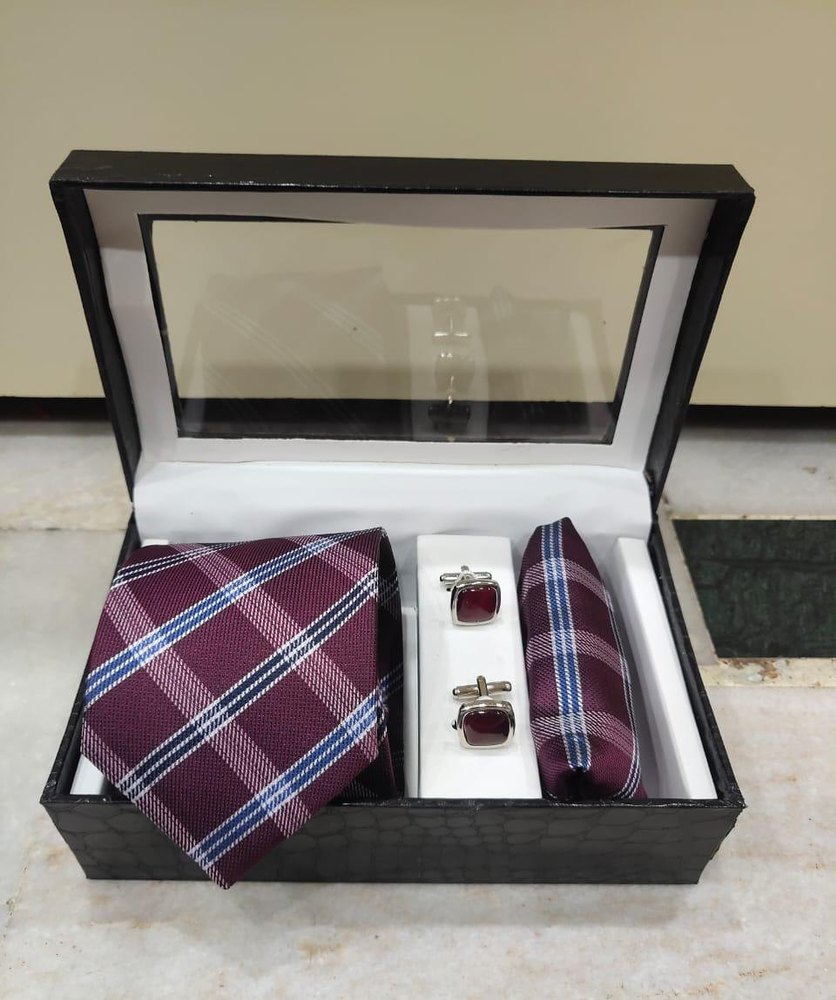 Printed Polyester Tie Cufflink Set Box