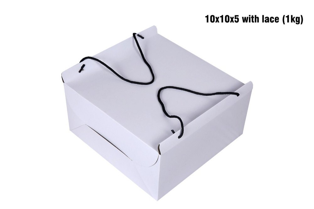 White Paper Cake Box, For Handling And Delivering Cakes, Packaging Size: 10 X 10 X 5 Inches With Lace