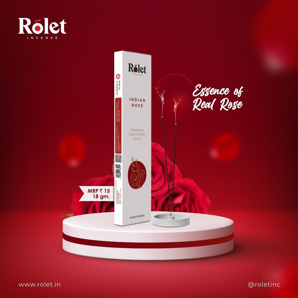 Charcoal ROLET INDIAN ROSE INCENSE STICK 15MRP BOX, For Aromatic