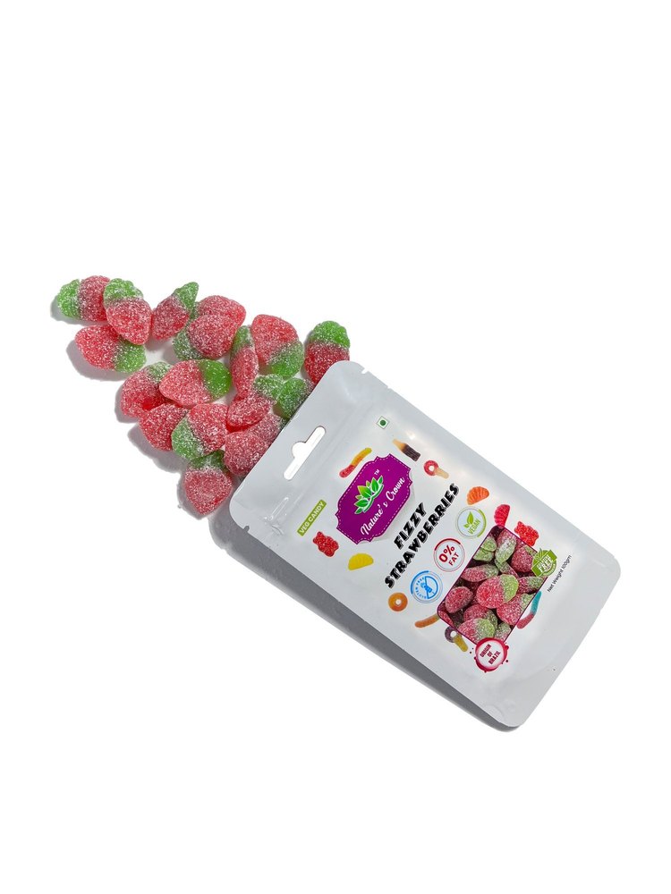 JELLY CANDY FIZZY STRAWBERRY, Packaging Type: Packet, Packaging Size: 100 Gram
