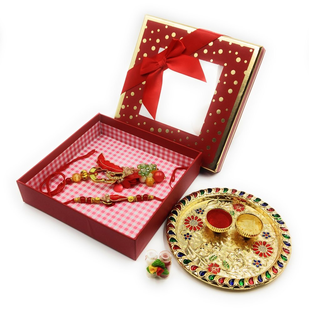 Fancy Red Box with Meenakari Plate RA68-B15-P7-P8