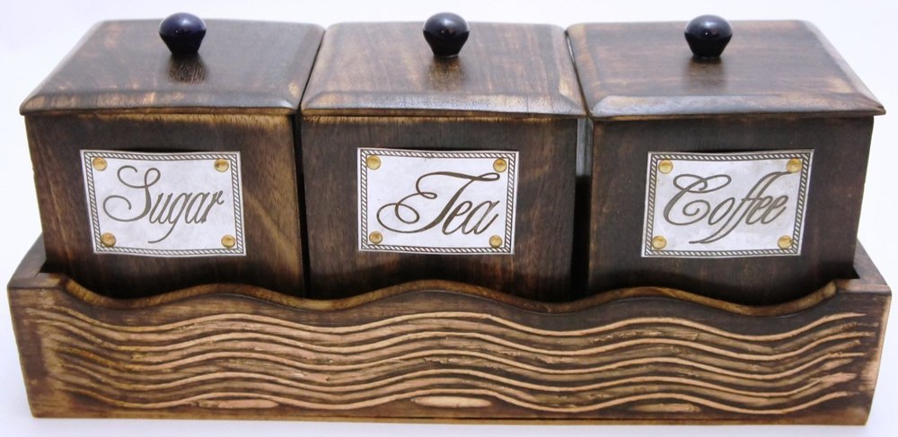 Brown Sankalan Creations Wooden Container Set, One Set With Three Container, Capacity: 544
