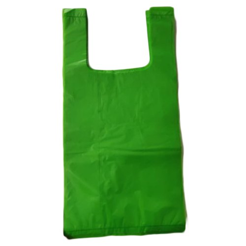Polypropylene U Cut Green Plastic Carry Bag, Thickness: 10-32 Micron