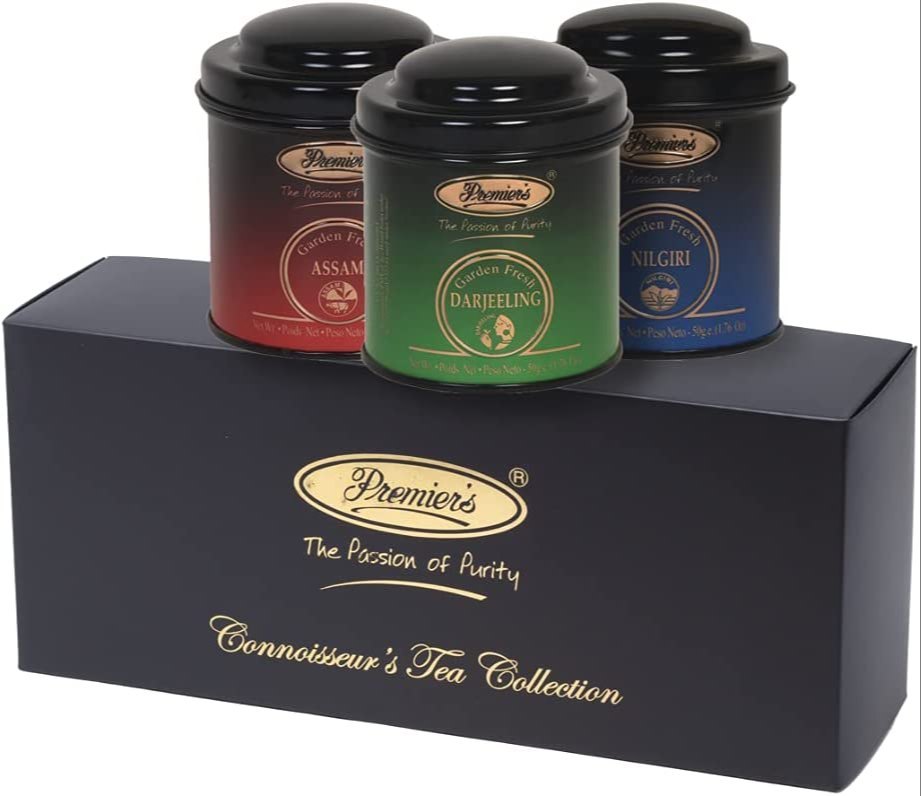 Premiers 3-in1 Tea Gift Set, 150 Grams, Darjeeling Green Tea + Assam Tea + Earl Grey Tea, PMP Series