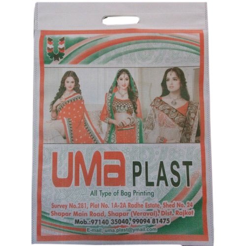 Printed Uma Plast Multi Color Printing Non Woven D Cut Bag, Capacity: 2kg
