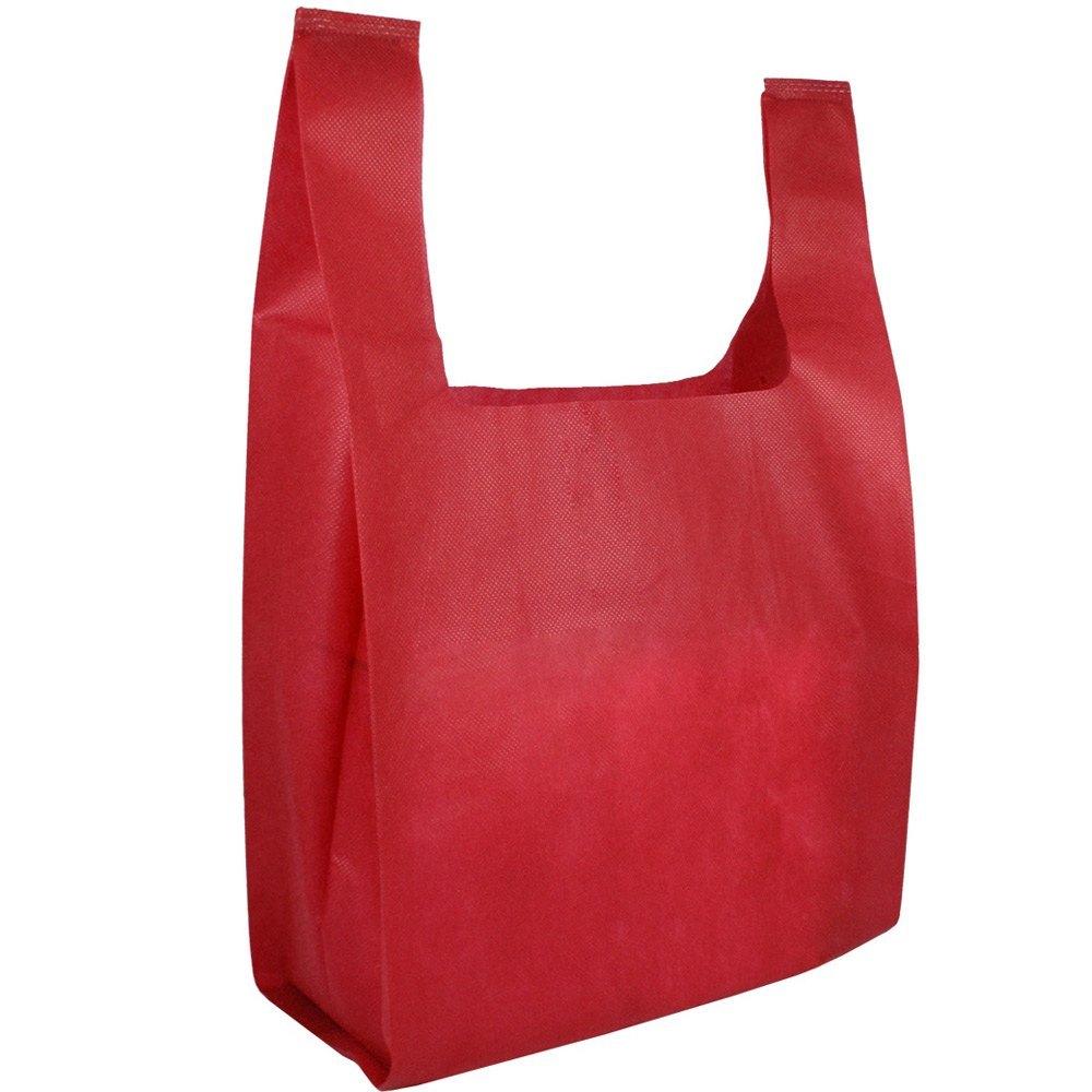 U Cut Color: Red Non Woven Grocery Bags, Size/dimension: 14x10 Inch