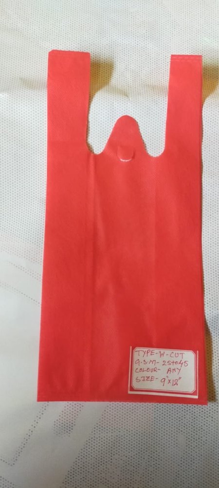 W Cut Color: White Pp Non Woven carry Bags