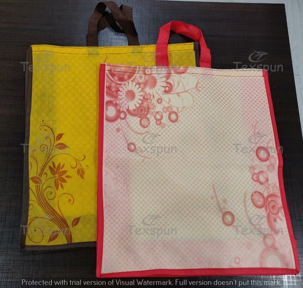Handle Type: Loop Handle Printed Hand Stitched Non Woven Bags For Promotion, Size/Dimension: 14x18+4