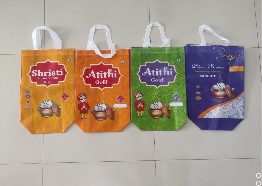 PP Handle Type Non Woven Rice Bag, Size: 10*10*5 Inch