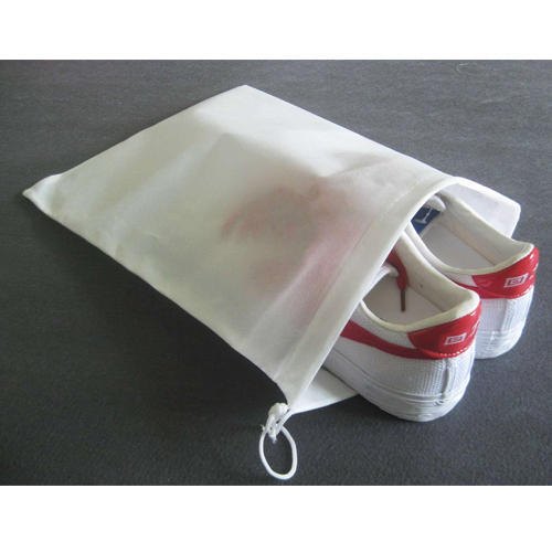 Rope Handle White Non Woven Shoe Carry Bag