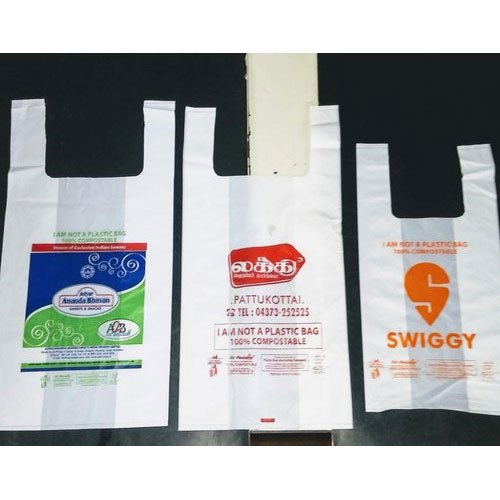 Printed U Cut Corn Starch Carry Bag, Holding Capacity: 1 Kg
