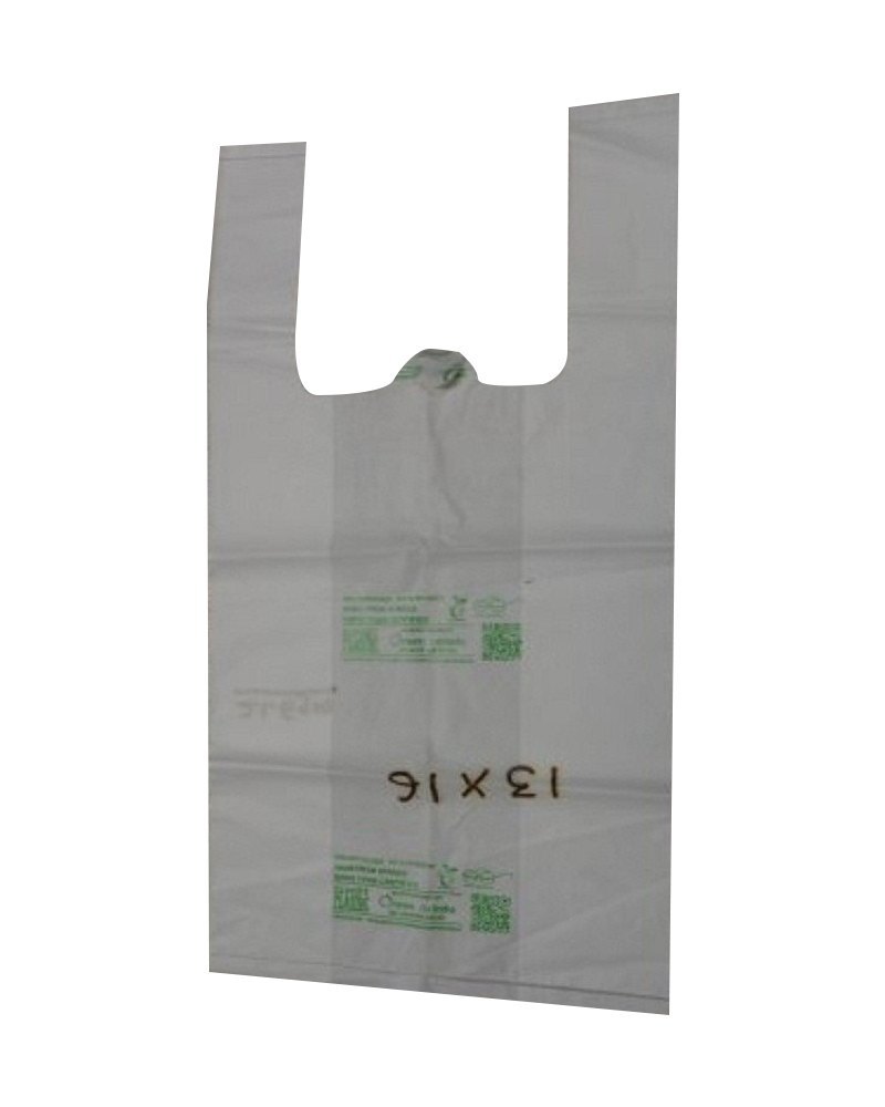 Corn Starch Handled U Cut Biodegradable Plastic Bags, For Grocery, Bag Size: 13 X 16 Inches