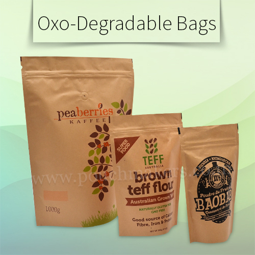 Paper Brown Oxo-Degradable Bags Organic Product Packaging