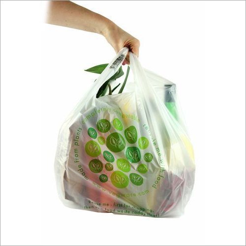 White U Cut Bio Decomposable Carry Bag, For Shopping
