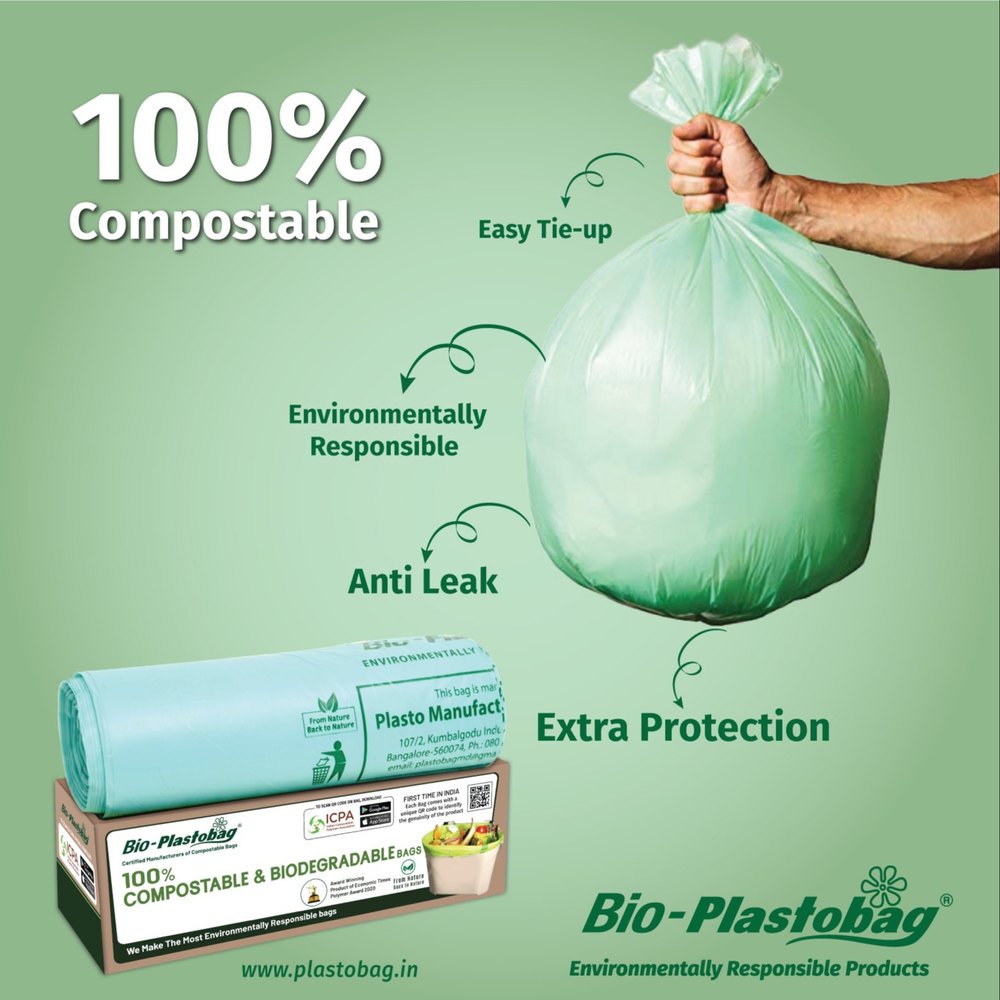 Bio Plastobag Small Biodegradable Compostable Garbage Bags, Holding Capacity: 1 Kg, Capacity: 5 Liter