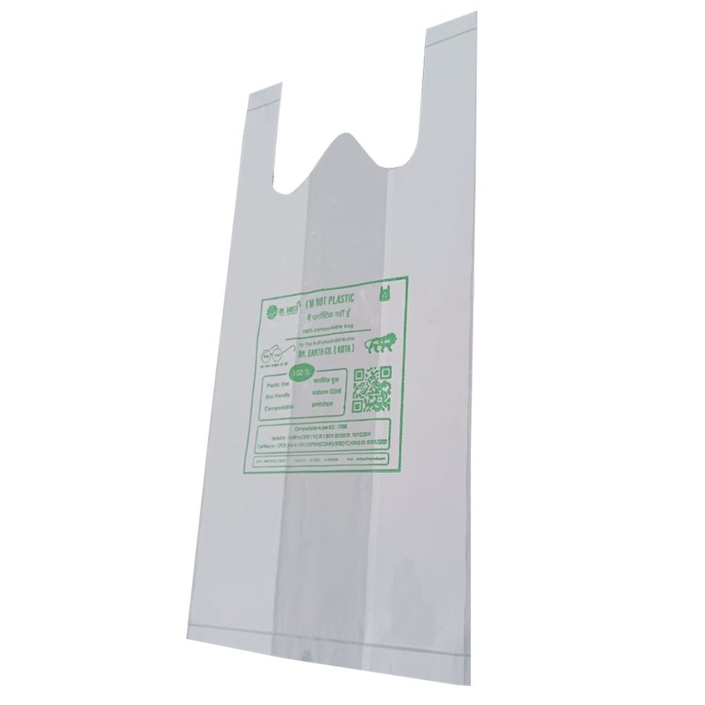 Printed Handled W Cut Biodegradable Cornstarch Bag, For Shopping, Capacity: 2 Kg