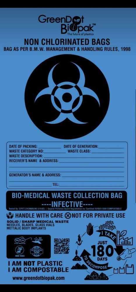 Blue Biodegradable Non Chlorinated Bags