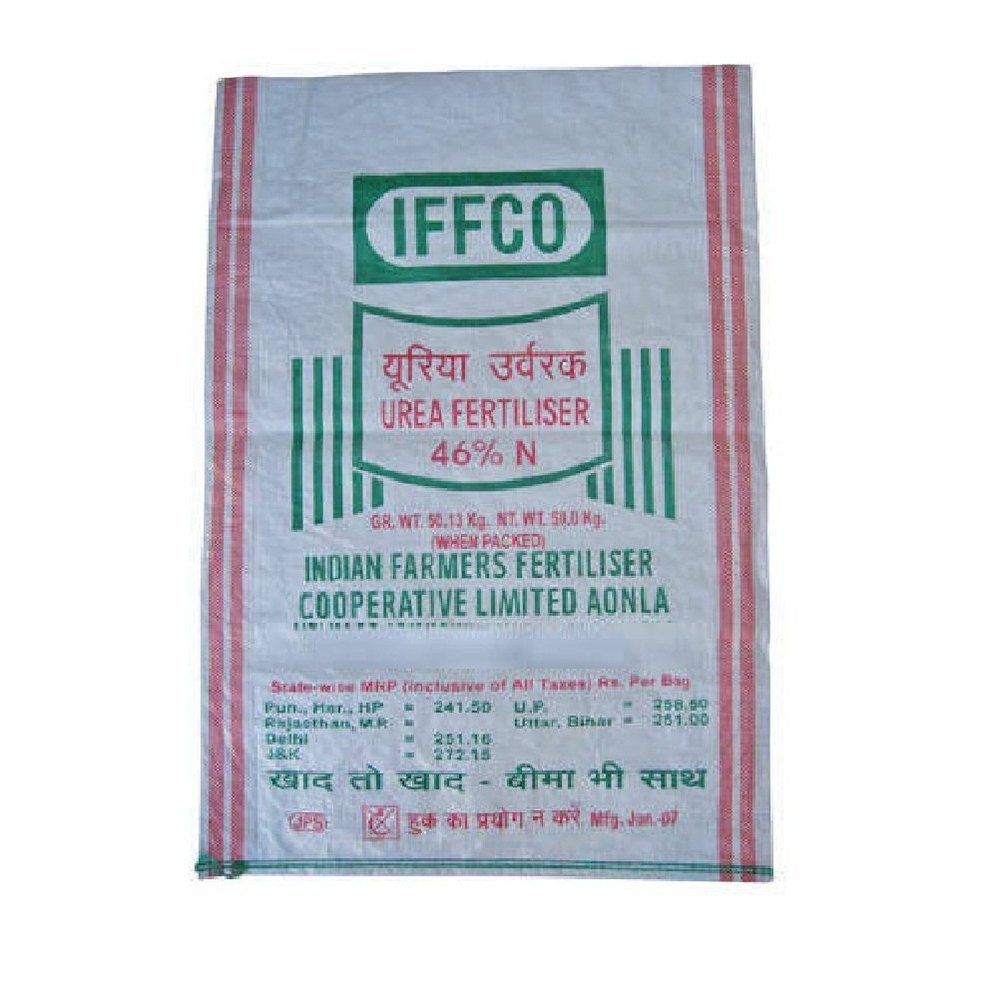 Rectangular White 50 Kg HDPE Urea Fertilizer Bag