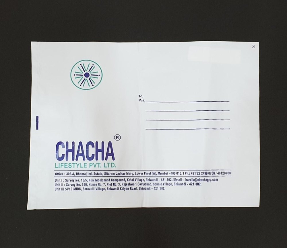White Printed Paper Courier Bag, Capacity: 1 Kg