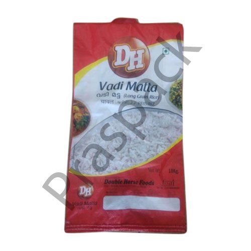 Printed Rice Packaging BOPP Bags, Size: 10*10*5 Inch