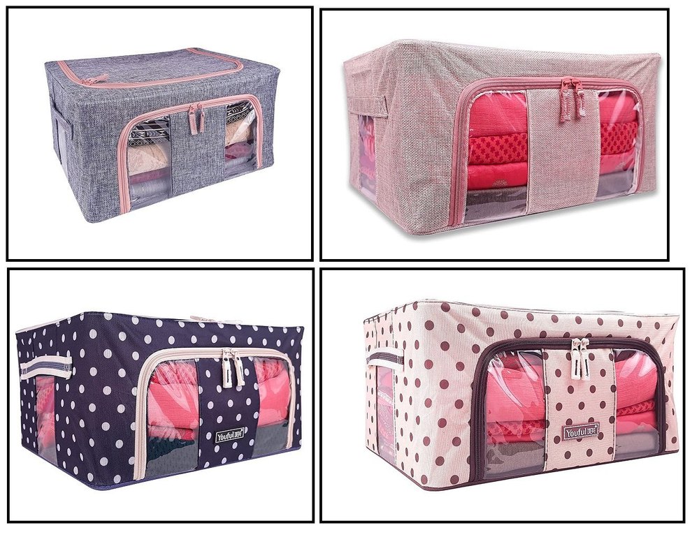 Waterproof Foldable 22 ltr. Storage Box Steel frame Double Opening Zipped Storage Organizer Bag