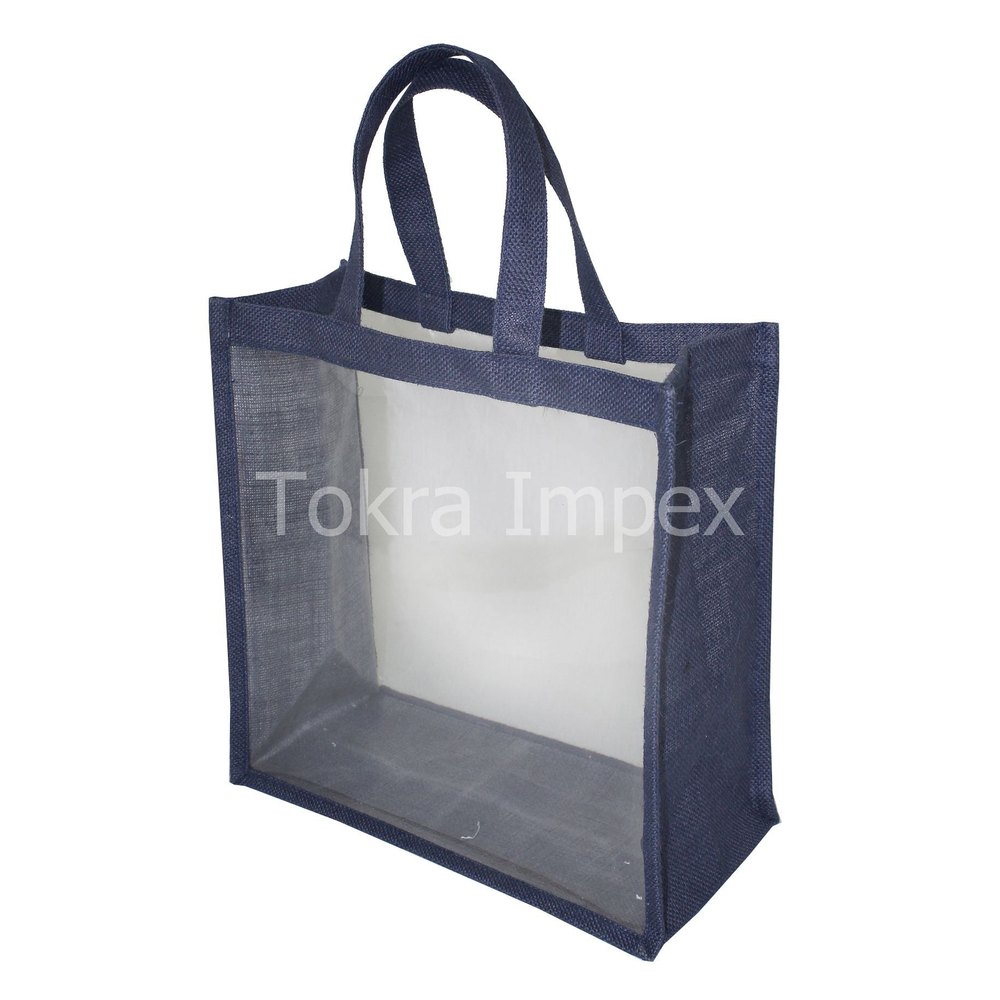 Plain Jute & PVC Transparent Window Bag, Capacity: 5 kg, Size/Dimension: 33 X 33 X 15 Cm (w X H X L)