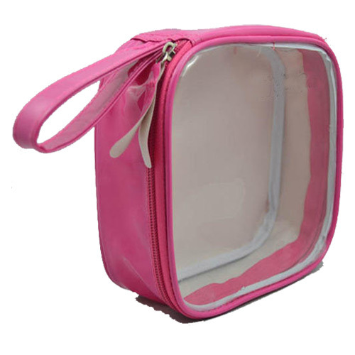 Front - Transparent And Back - Pink PVC Packaging Bag