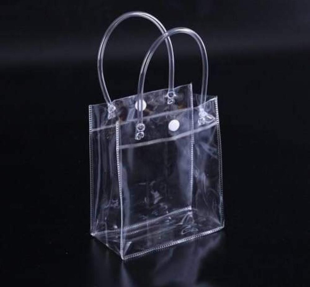 Button PVC Loop Handle Bag, Capacity: 1 Kg, Thickness: 25 Micron