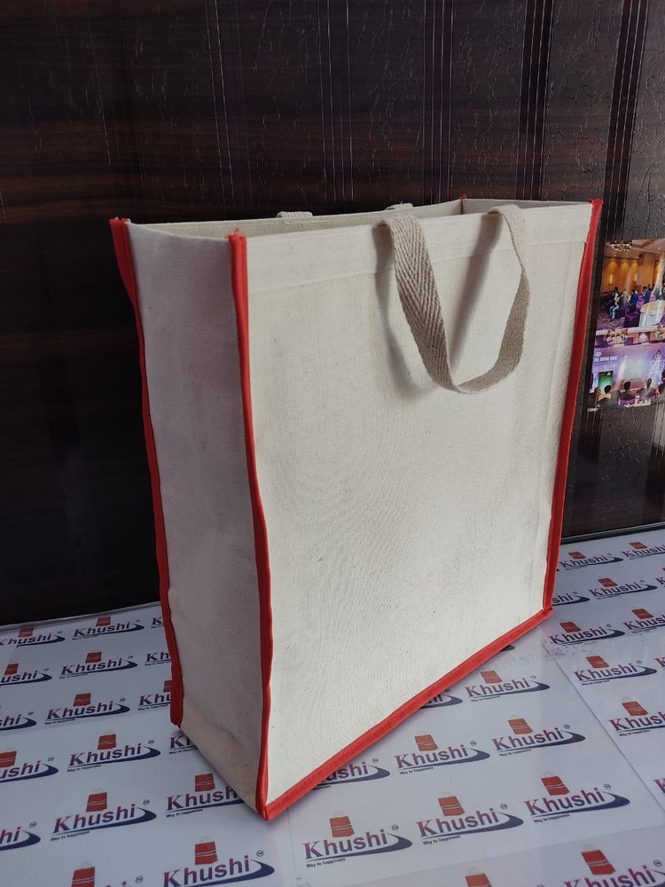 Natural Printed Canvas Laminated Bags, Size: W14*H17*G5inch, Capacity: 20-30kg