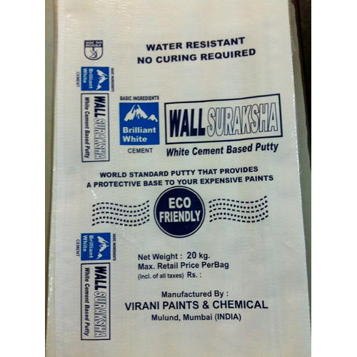 Printed White Wall Putty PP Laminated Bag, For Packaging, Capacity: 20 Kg
