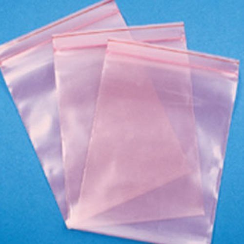 Zipper Pink 90 Micron LDPE Anti Static Zip Bag, Capacity: Upto 500 g