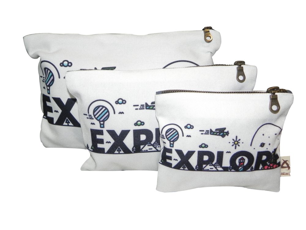 Pouch Pattern: Printed Astara poly canvas zipped pouch