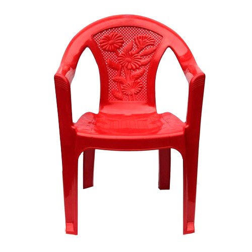 Red With Hand Rest (Arms) Plastic Chair, For Home
