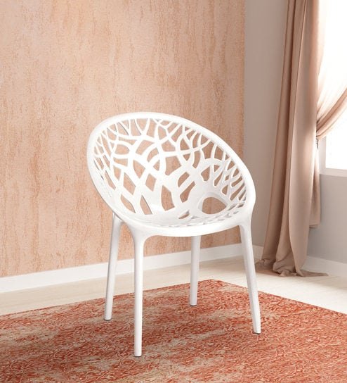 Nilkamal White Mesh Plastic Chair