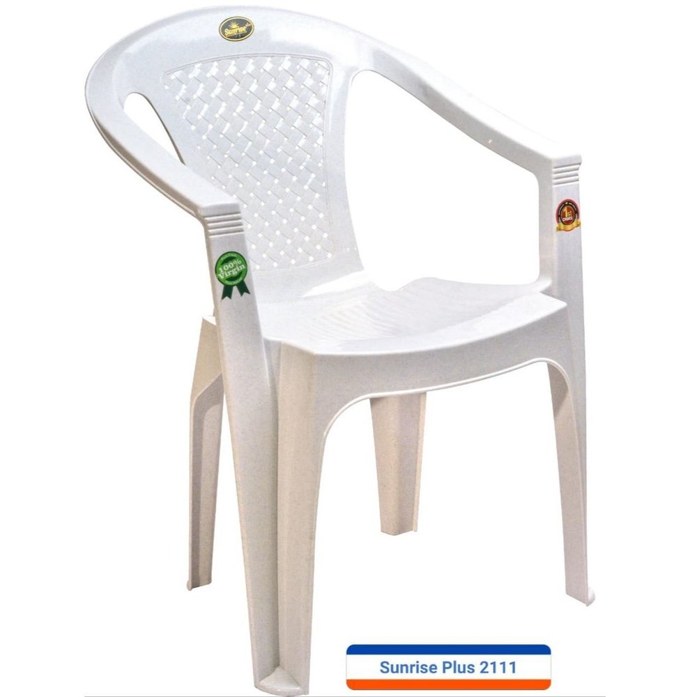 Sunrise Plus White Plastic Chair With Armrest