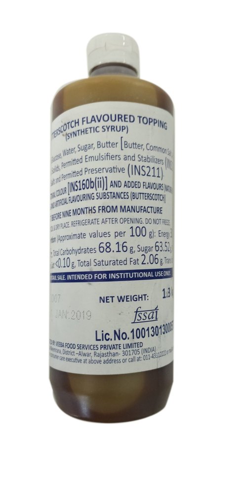 Egg Less Butterscotch Flavoured Topping Syrup, Liquid, Packaging Size: 1.3 Kg