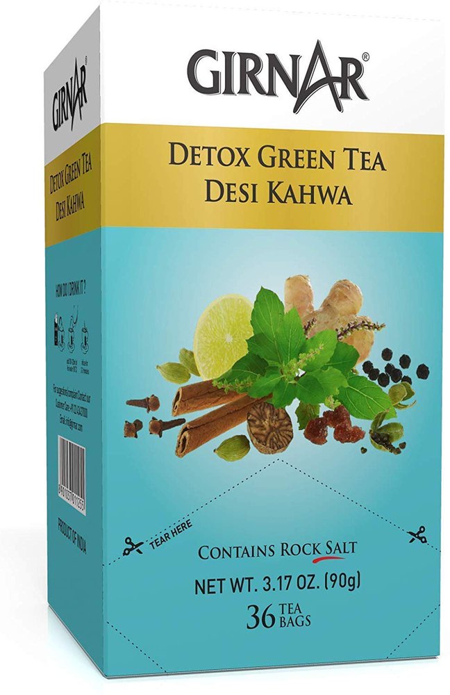 Girnar Detox Green Tea Desi Kahwa, Packaging Type: Paper Box, Packaging Size: 10 & 36 Teabags