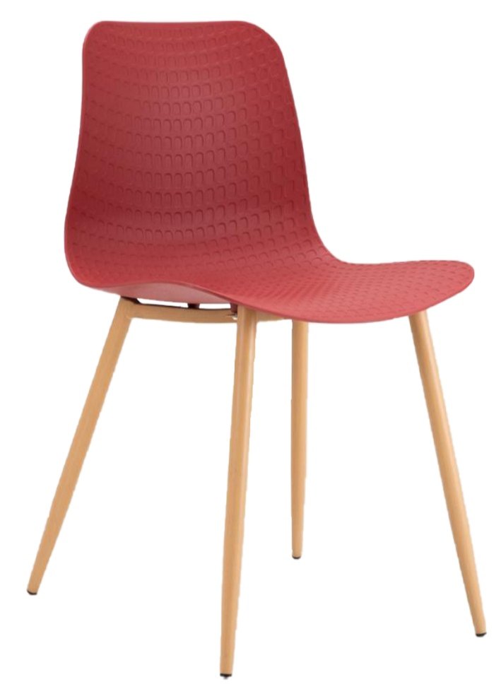 Plastic Chair With Wooden Finish Metal Legs