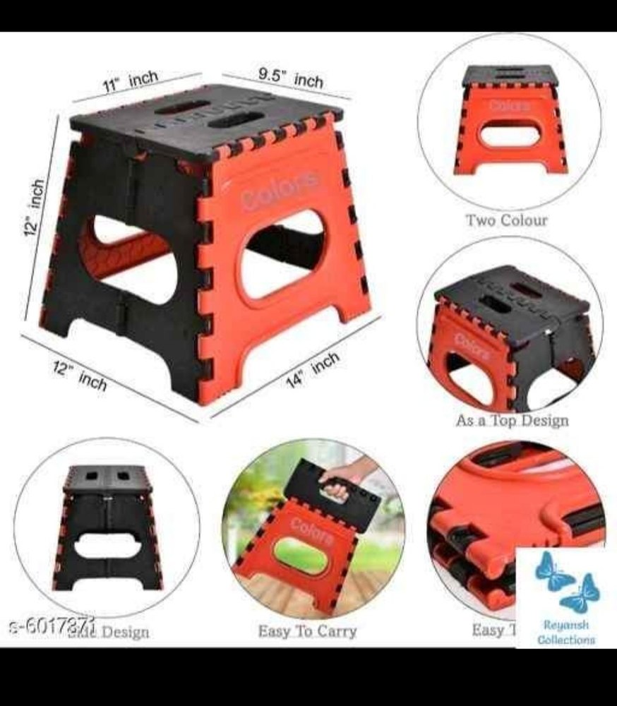 Red & Black Plastic Folding Stools