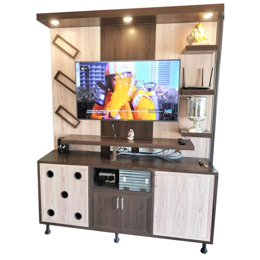 Off White And Brown Free Unit PVC TV Cabinet, For Home