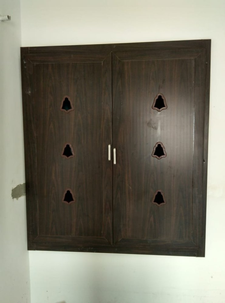 Brown Hinged PVC Pooja Room Cupboard, For Home