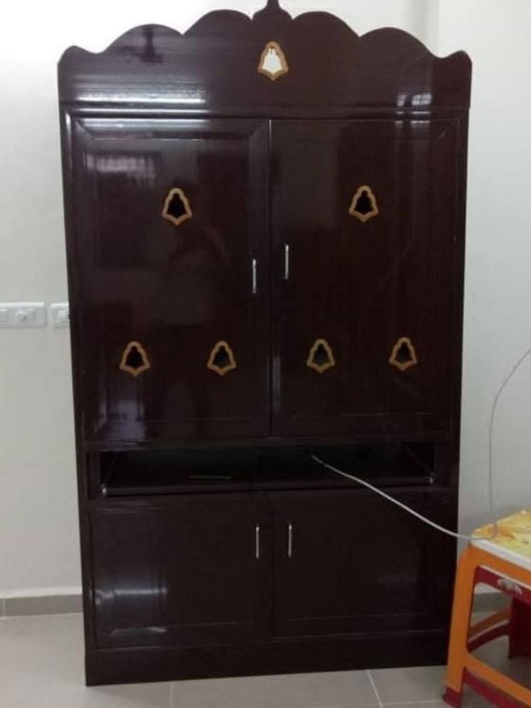Brown Double Door PVC Pooja Room Cupboard, For Home
