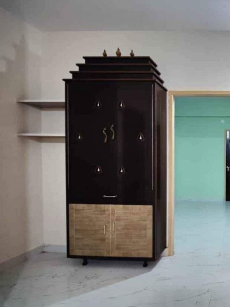 Hinged Dark Brown PVC Pooja Cupboard