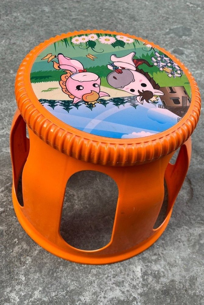 Orange Round Kids Plastic Stool