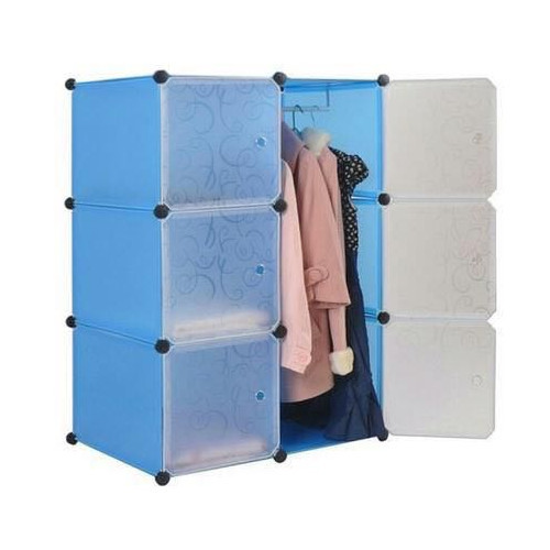 Sky Blue Plastic Double Door Tupper Cabinet